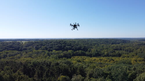 Drone being used to map forest research plots