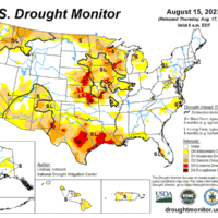 Map of U.S. showing drought, U.S. Drought Monitor.
