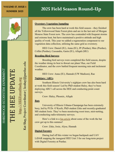 Front page cover of Hardwood Ecosystem Experiment newsletter