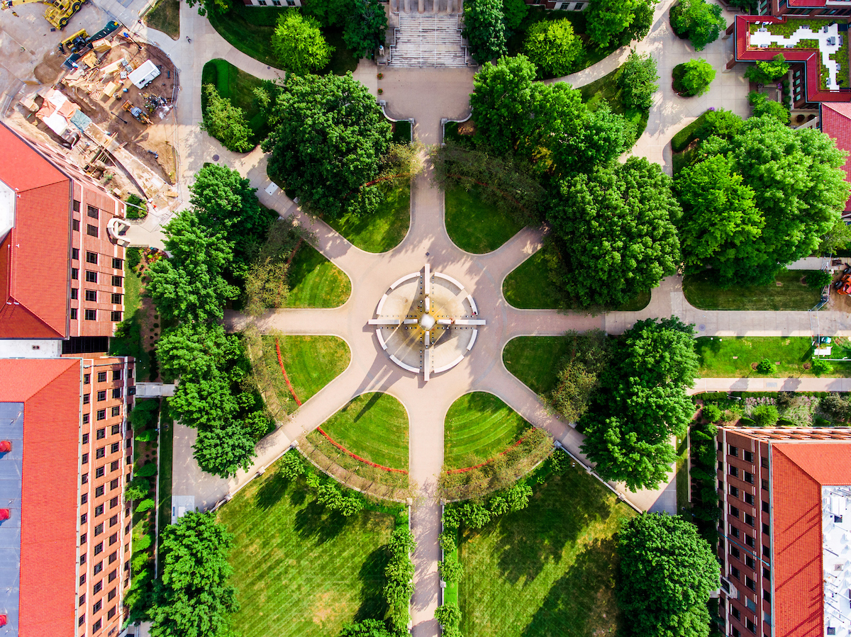 aerial view of the engineering mall