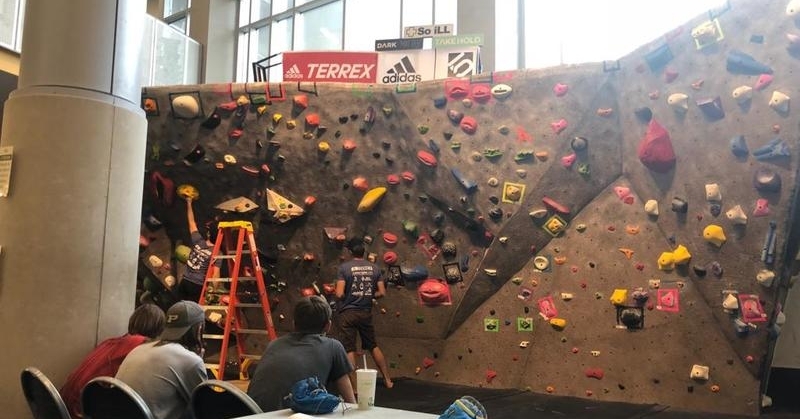 The bouldering wall at the CoRec