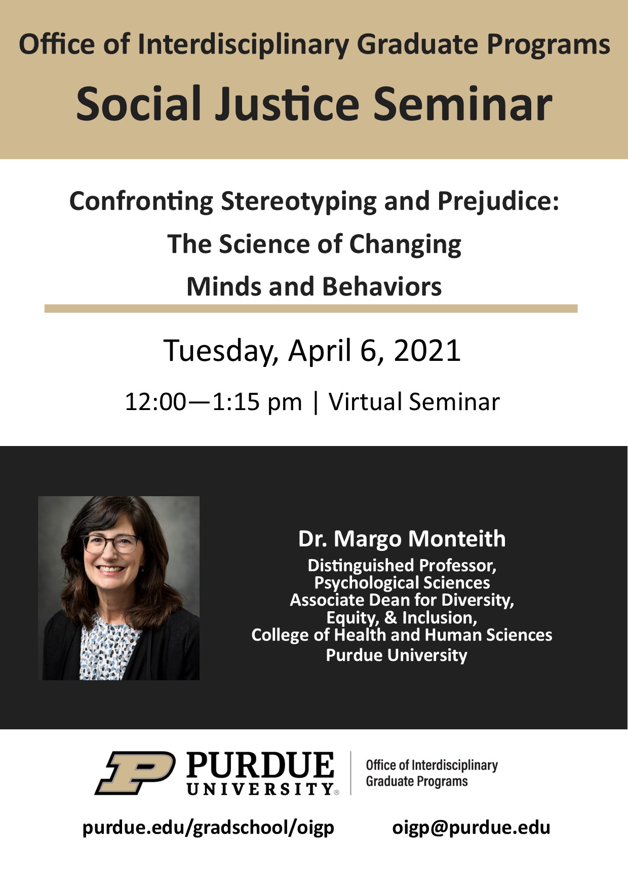 Flyer for Confronting Stereotyping and Prejudice: The Science of Changing Minds and Behaviors