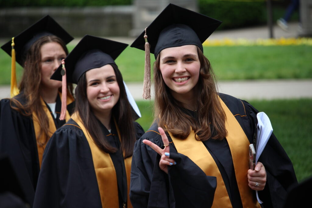 Scenes from Purdue HTM commencement and reception featuring graduates from undergraduate, master’s, and PhD programs.