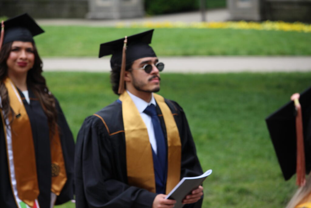 Scenes from Purdue HTM commencement and reception featuring graduates from undergraduate, master’s, and PhD programs.
