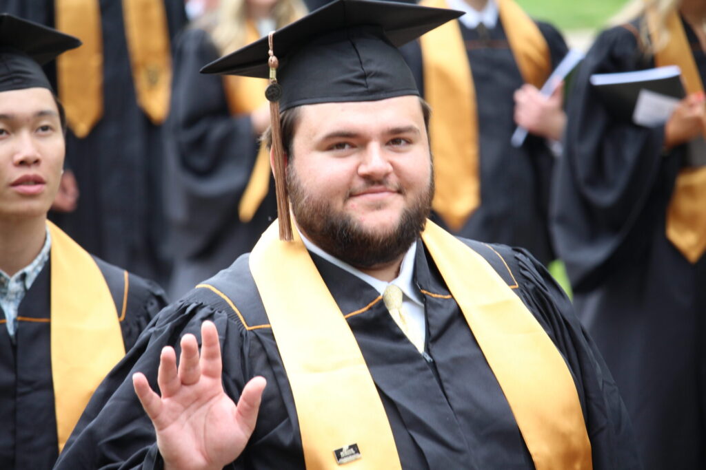 Scenes from Purdue HTM commencement and reception featuring graduates from undergraduate, master’s, and PhD programs.