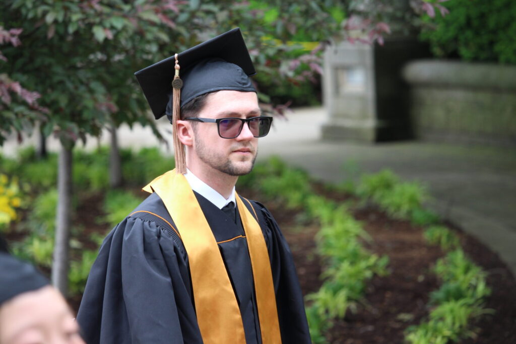 Scenes from Purdue HTM commencement and reception featuring graduates from undergraduate, master’s, and PhD programs.