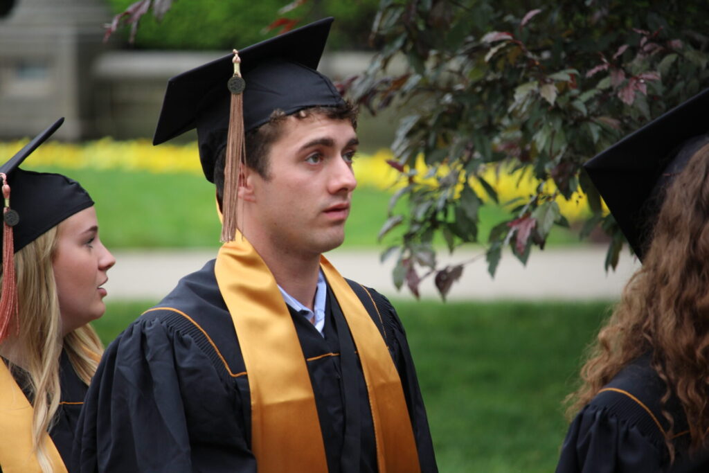 Scenes from Purdue HTM commencement and reception featuring graduates from undergraduate, master’s, and PhD programs.
