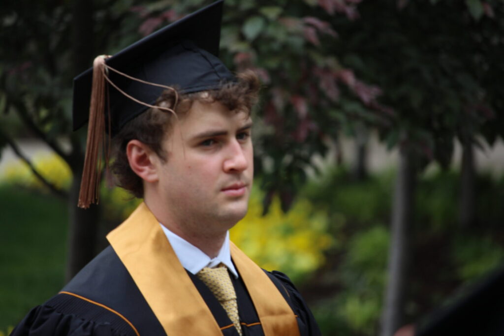 Scenes from Purdue HTM commencement and reception featuring graduates from undergraduate, master’s, and PhD programs.