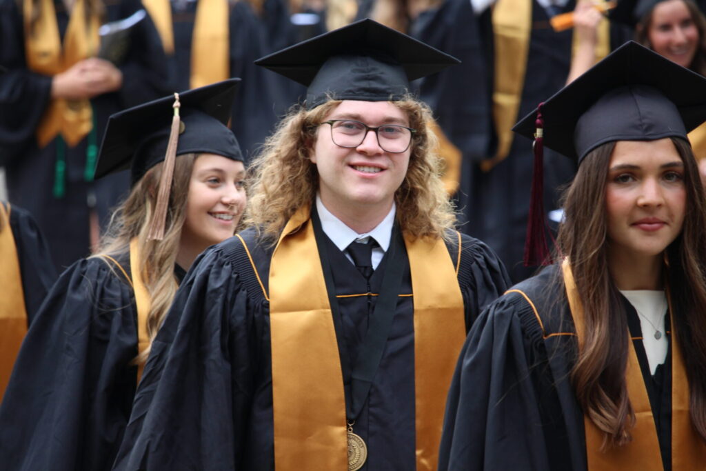 Scenes from Purdue HTM commencement and reception featuring graduates from undergraduate, master’s, and PhD programs.