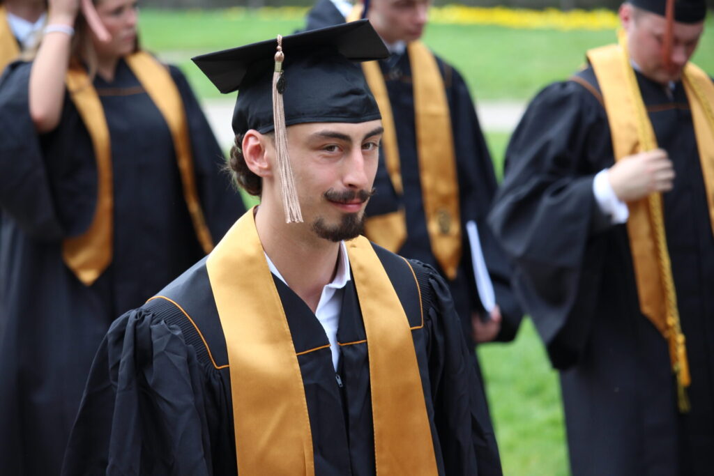 Scenes from Purdue HTM commencement and reception featuring graduates from undergraduate, master’s, and PhD programs.