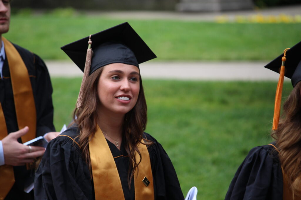 Scenes from Purdue HTM commencement and reception featuring graduates from undergraduate, master’s, and PhD programs.