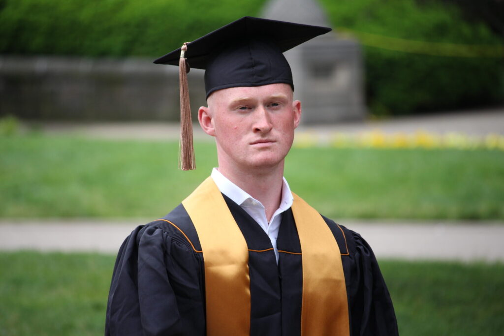 Scenes from Purdue HTM commencement and reception featuring graduates from undergraduate, master’s, and PhD programs.