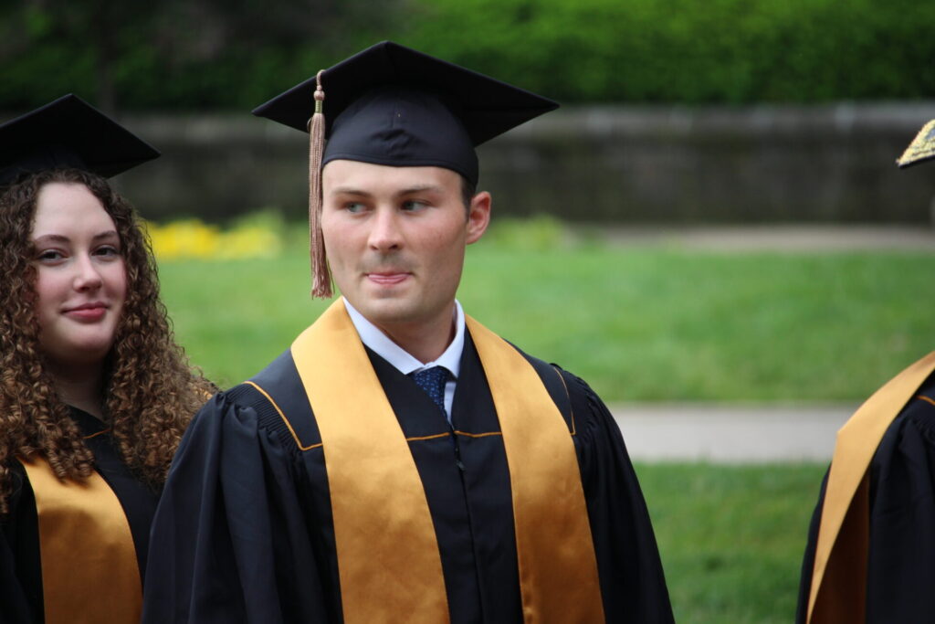 Scenes from Purdue HTM commencement and reception featuring graduates from undergraduate, master’s, and PhD programs.