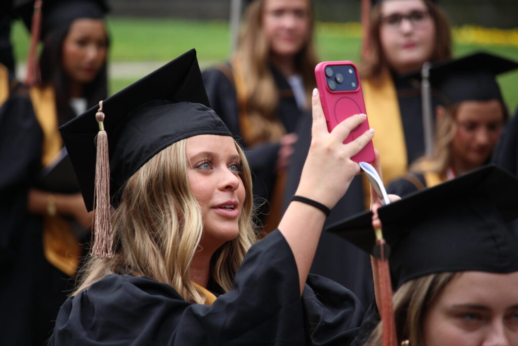 Scenes from Purdue HTM commencement and reception featuring graduates from undergraduate, master’s, and PhD programs.