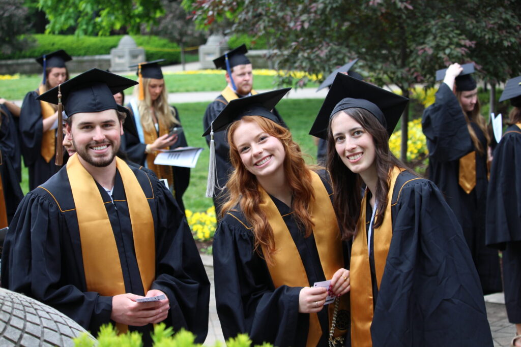 Scenes from Purdue HTM commencement and reception featuring graduates from undergraduate, master’s, and PhD programs.