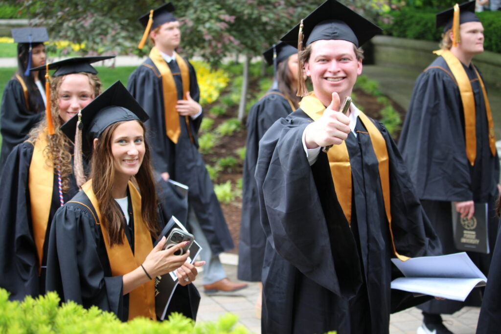 Scenes from Purdue HTM commencement and reception featuring graduates from undergraduate, master’s, and PhD programs.
