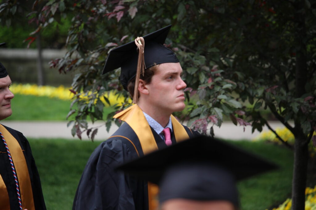 Scenes from Purdue HTM commencement and reception featuring graduates from undergraduate, master’s, and PhD programs.