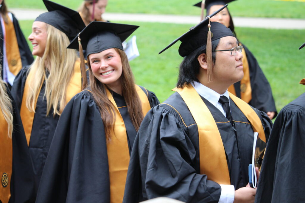 Scenes from Purdue HTM commencement and reception featuring graduates from undergraduate, master’s, and PhD programs.