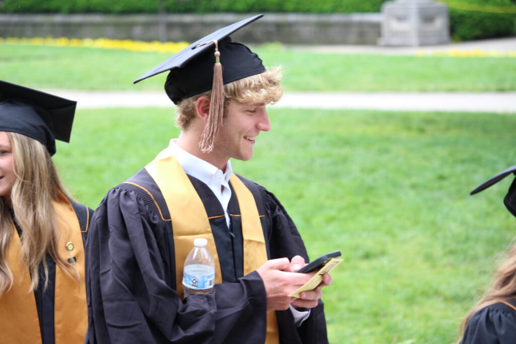 Scenes from Purdue HTM commencement and reception featuring graduates from undergraduate, master’s, and PhD programs.