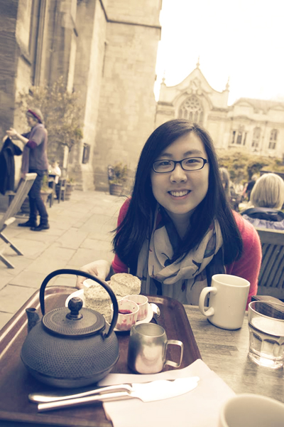 Stephanie Kuo, a senior in dietetics/nutrition, fitness and health, enjoys tea and scones in Oxford, England.