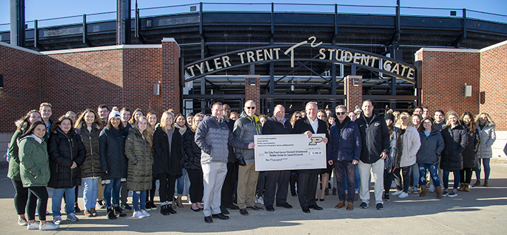 The effort culminated with a ceremonial $10,000 check presentation at Ross-Ad Stadium’s Tyler Trent Student Gate.