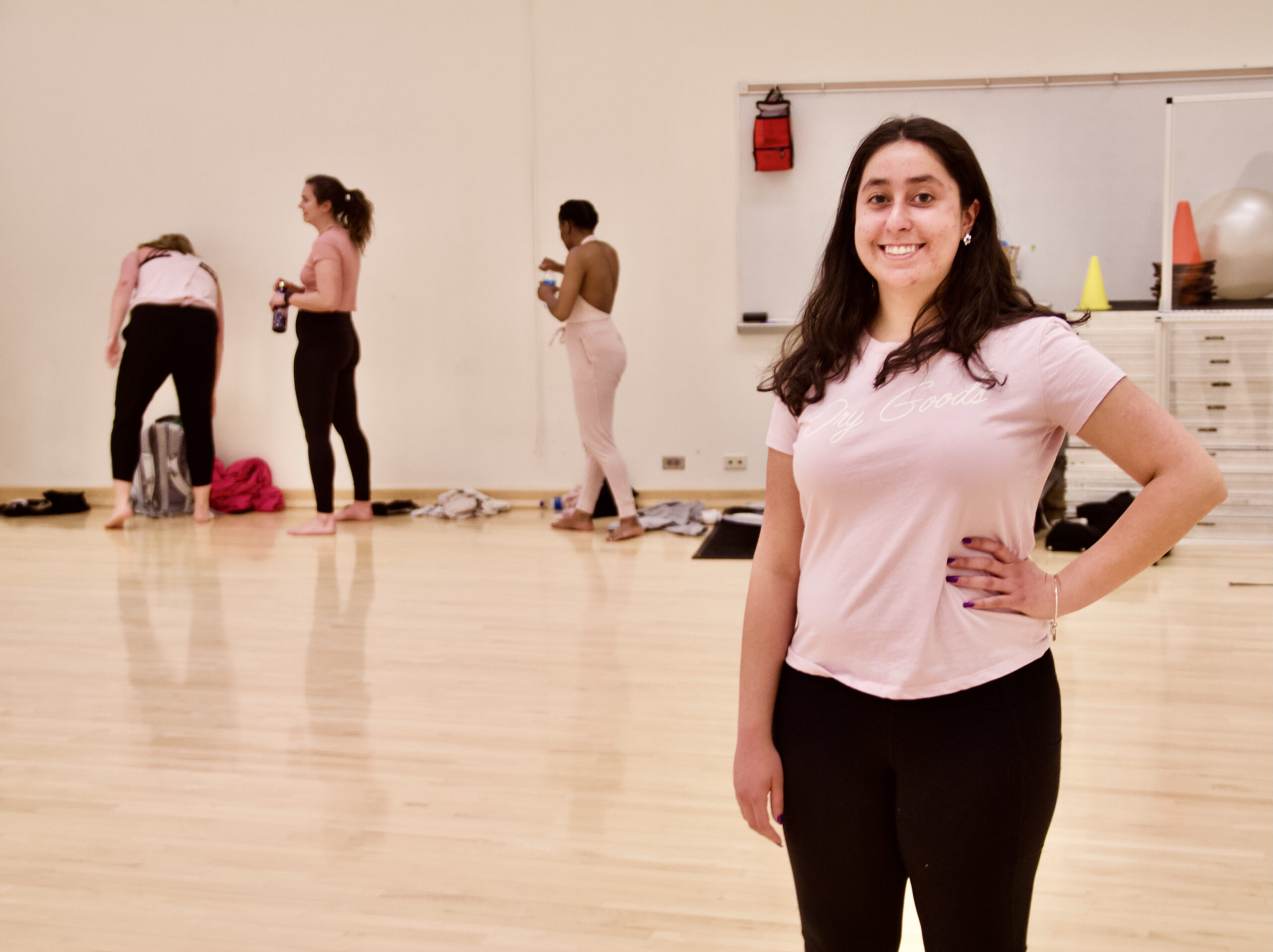 Alyssa Arreola poses for a picture during a rehearsal in a Purdue dance studio.