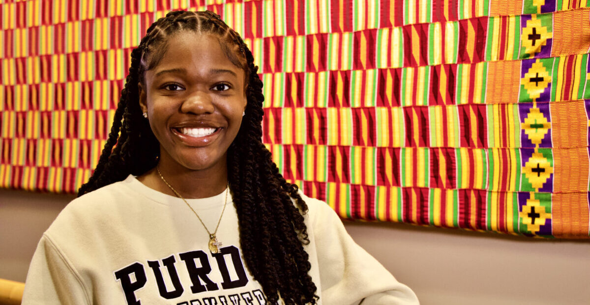 Kyndal Poore poses for a photo in the Black Cultural Center
