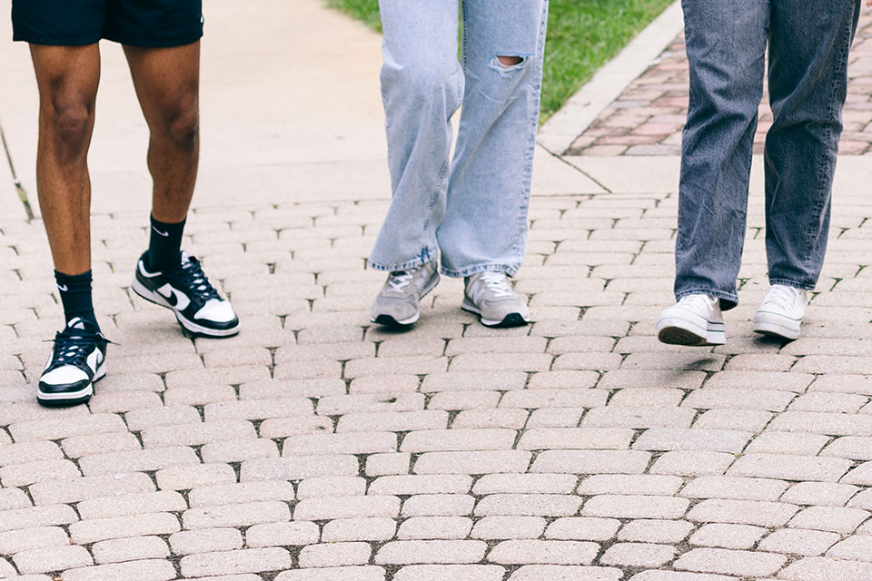 Students walking on campus