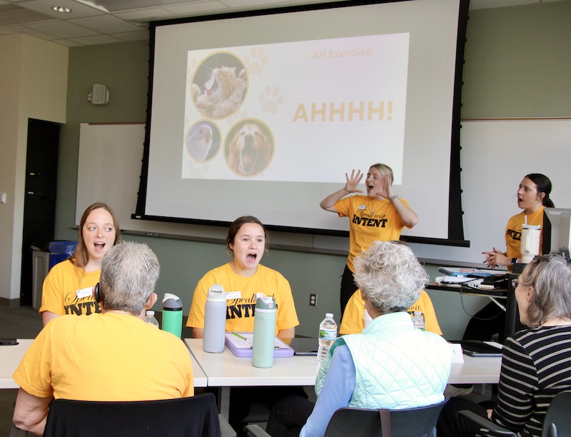 Purdue Audiology graduate students lead a session of SPEAK OUT!