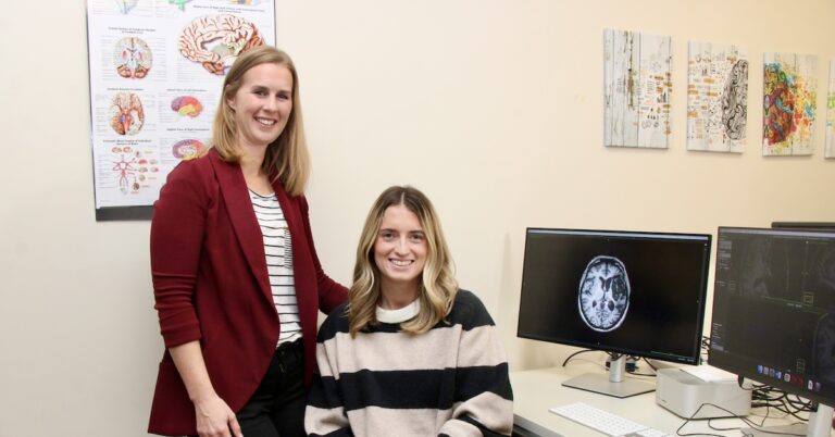 Arianna LaCroix poses for a picture with PhD student Emily Lanz.