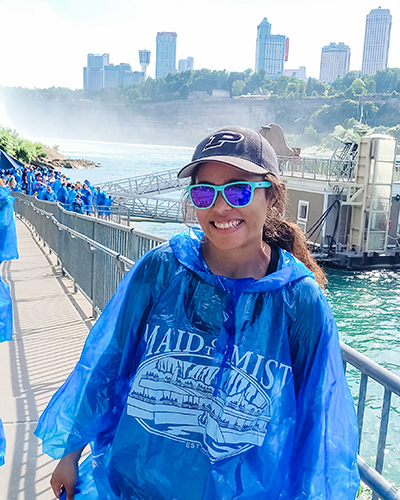 Alyssa Cutter wears a rain poncho on the Maid of the Mist.