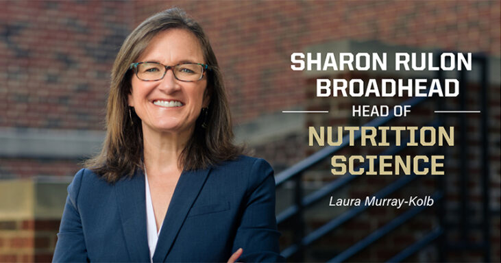 Laura Murray-Kolb headshot with the words "Sharon Rulon Broadhead Head of Nutrition Science, Laura Murray Kolb" next to it.
