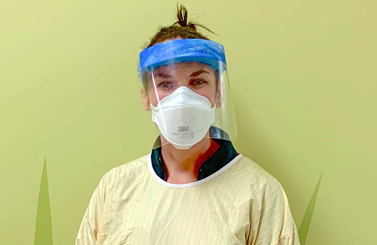 A photo of a student nurse in personal protective equipment