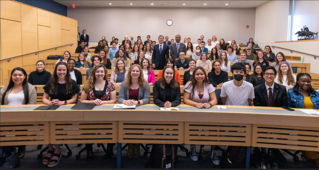 Group Photo of Students attending the conversation with Secretary Blinken