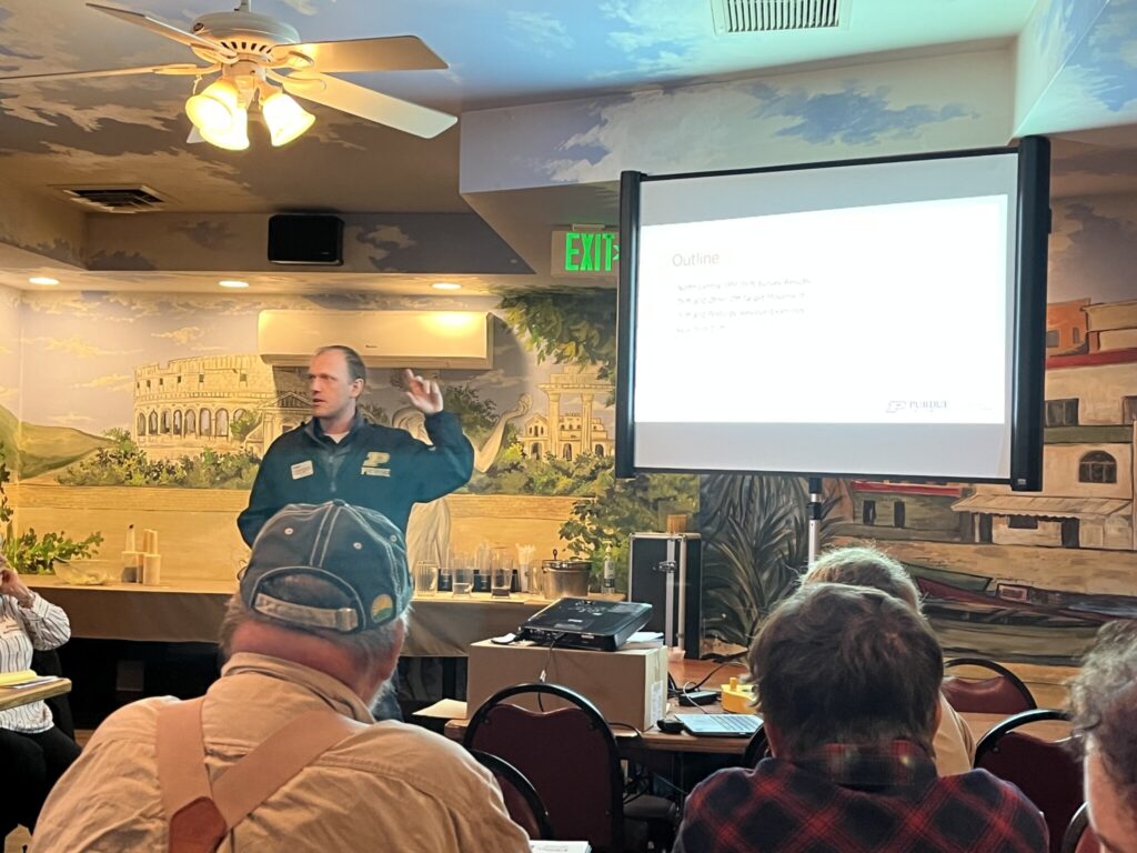 Stephen Meyers presenting to a group at Unity Gardens for the 2023 Vegetable Grower Series in Northwest Indiana.