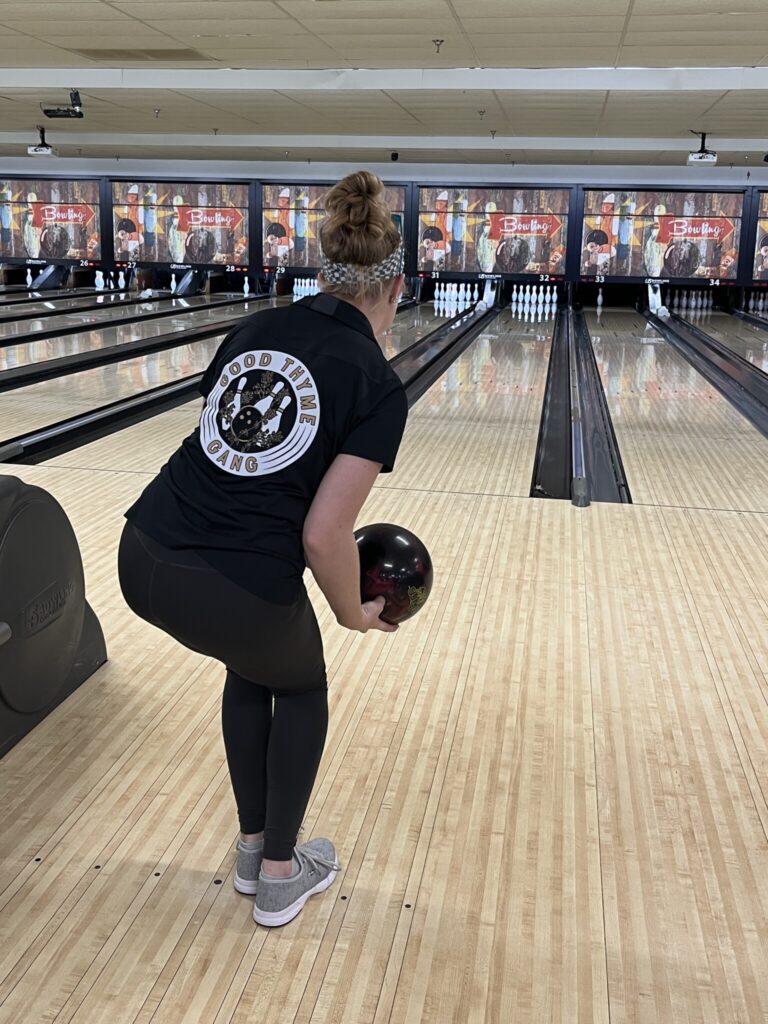 Ashley Adair bowling.