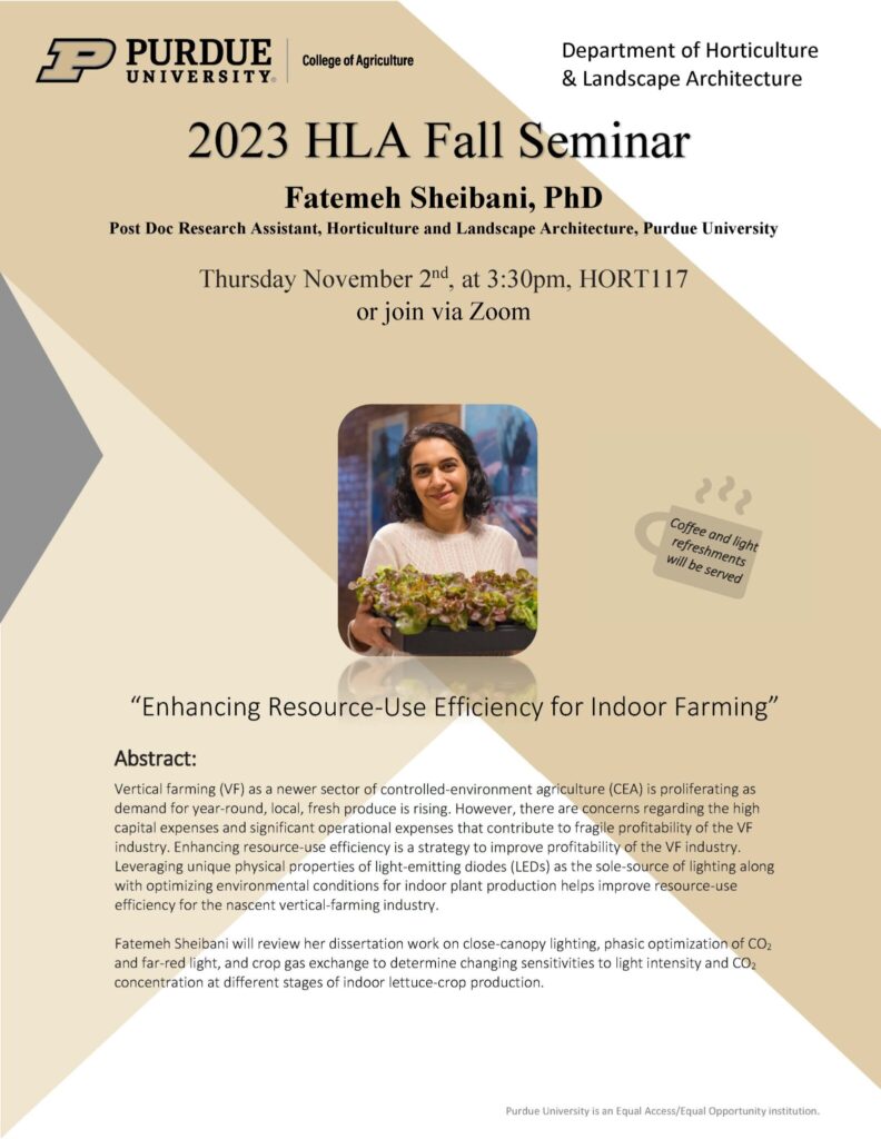 Flyer for 2023 HLA Fall Seminar with Fatemeh Sheibani, PhD