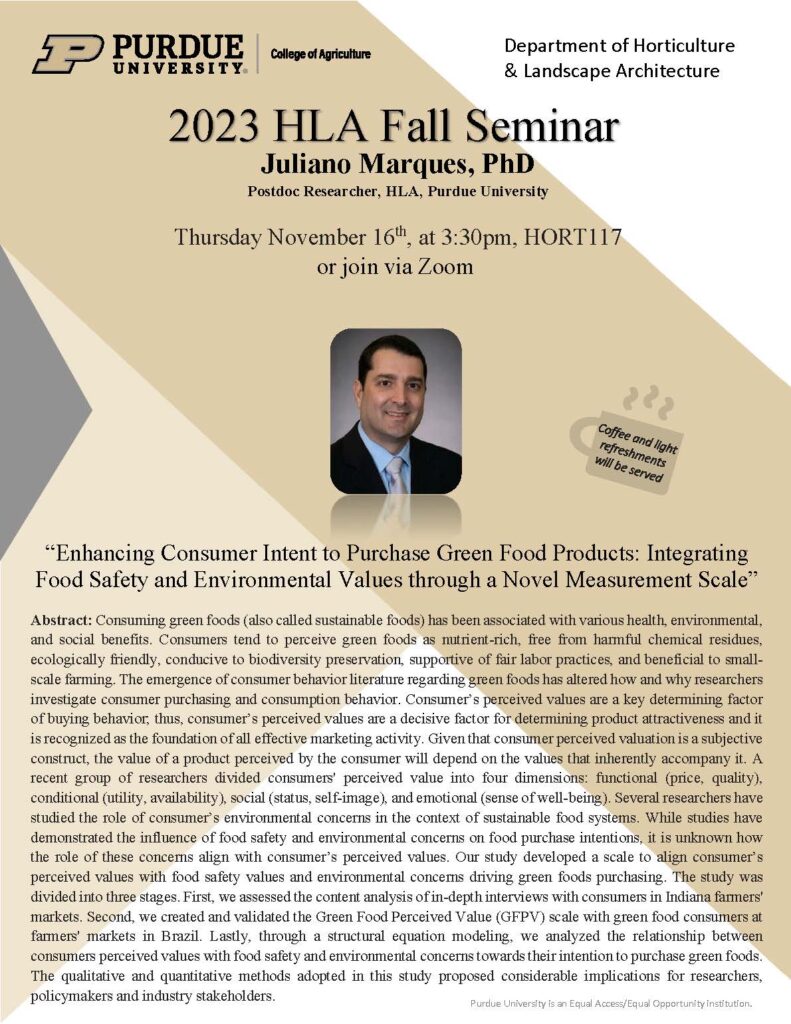 Flyer for 2023 HLA Fall Seminar with Juliano Marques, Ph.D.