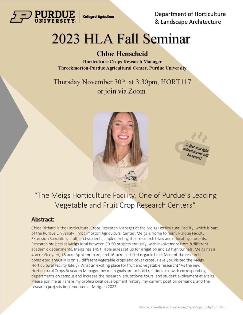 Flyer for 2023 HLA Fall Seminar with Chloe Henscheid.