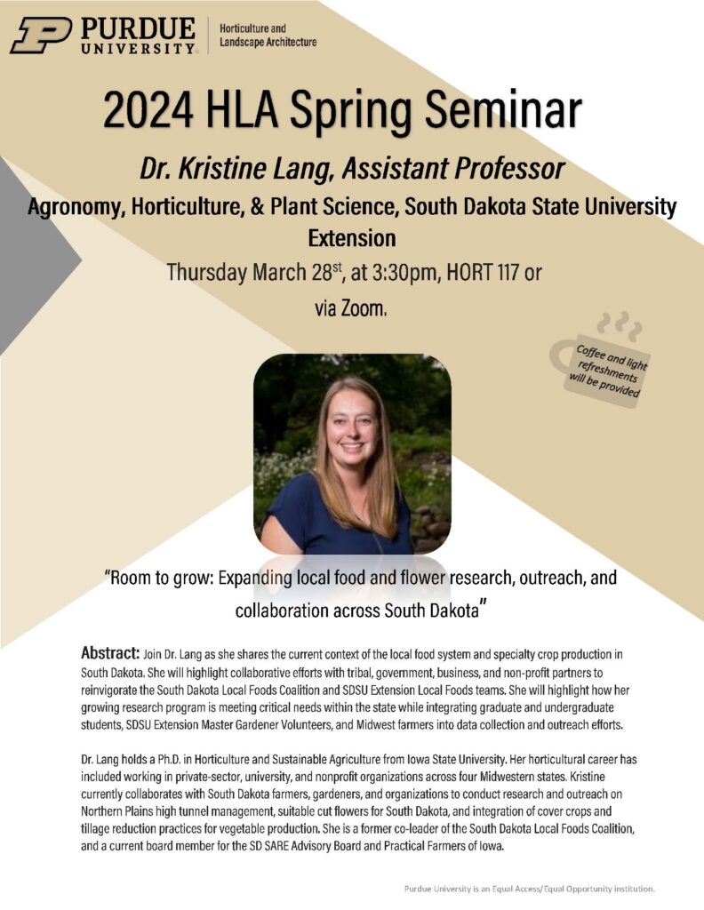 Flyer for the next 2024 HLA Spring Seminar with Dr. Kristine Lang.