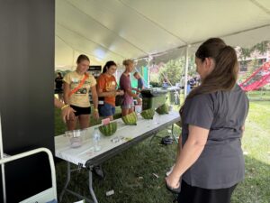 Students trying their hand at Watermelon Card Ninja.
