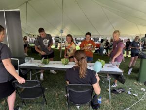 Students trying their hand at Watermelon Card Ninja.