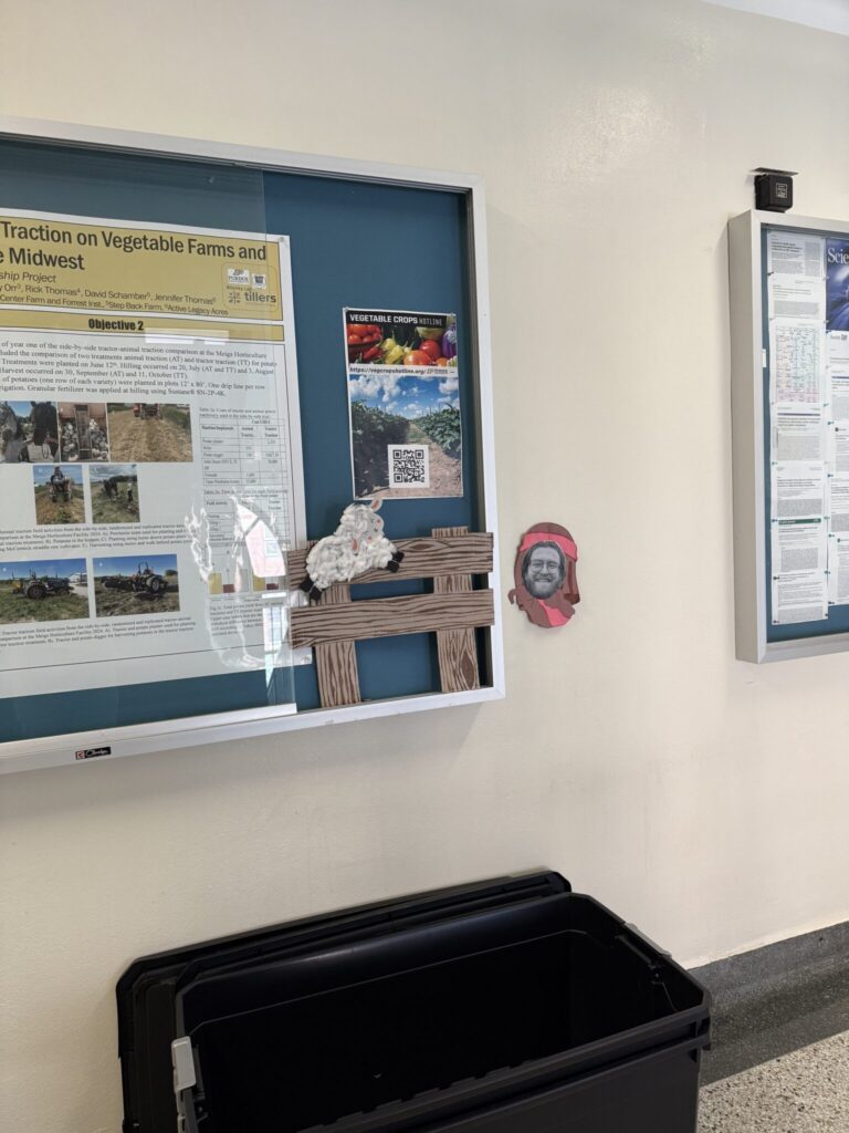 Bilenky Lab door featuring "sheep" made out of cotton balls.