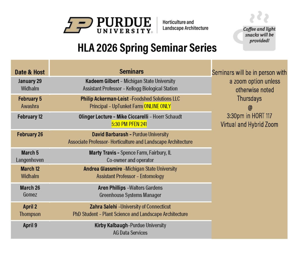 HLA 2026 Spring Seminar Series schedule (text below).