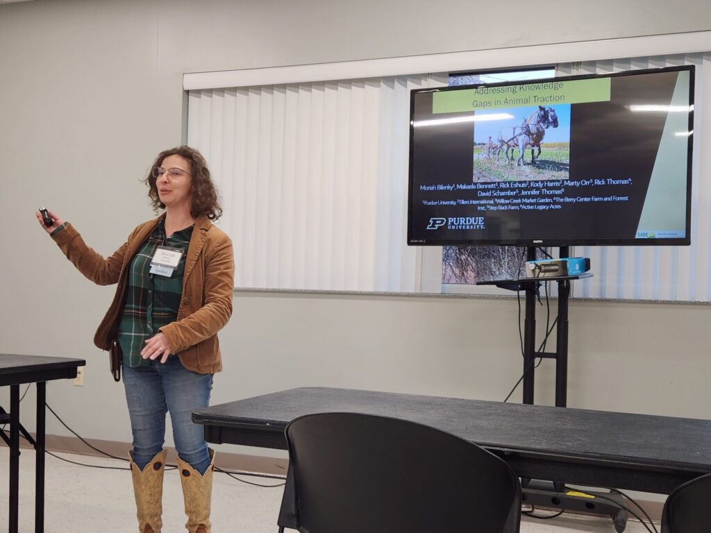 Moriah Bilenky presents a session on her animal traction work, supported by SARE.