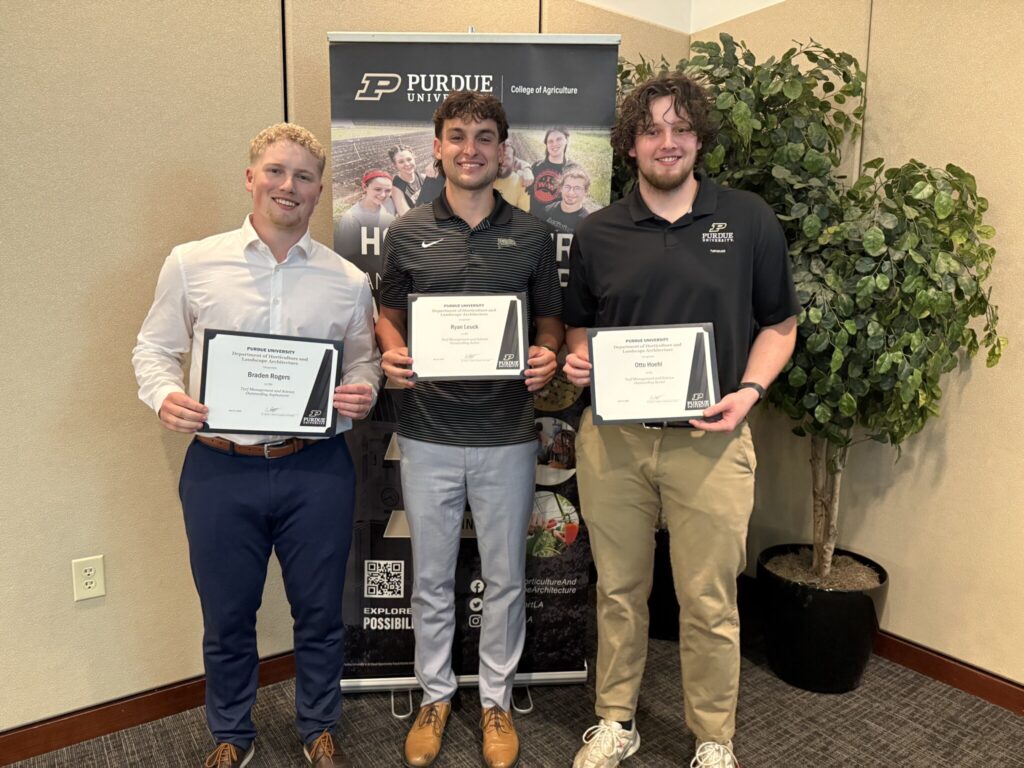 Outstanding Turf Students Braden Rogers, Ryan Leuck, and Otto Hoehl.