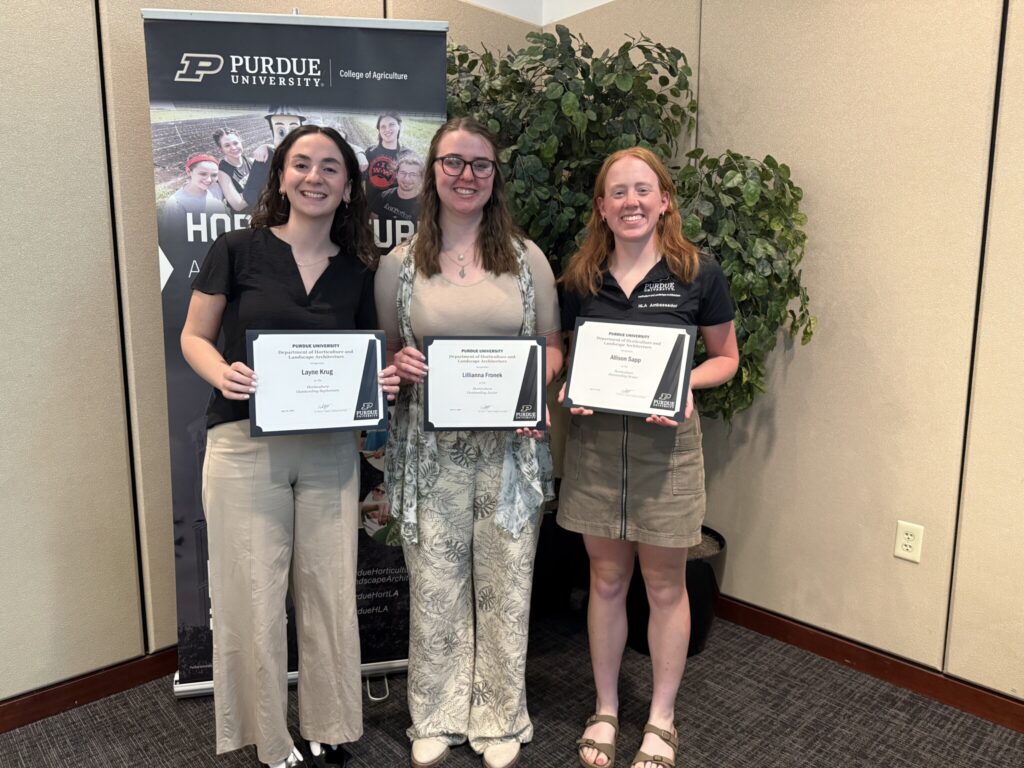 Outstanding Horticulture Students Layne Krug, Lillianna Fronek and Allison Sapp.