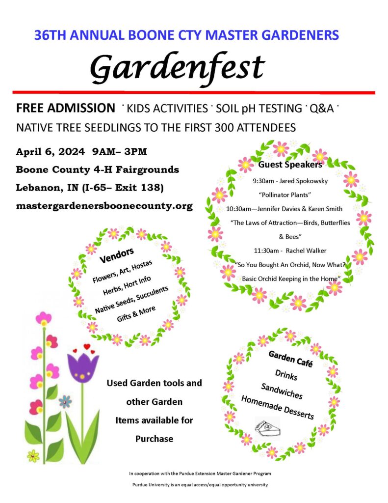 Boone County Master Gardeners Gardenfest flyer.