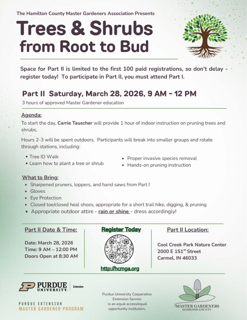 Flyer for the Trees and Shrubs from Root to Bud: Part 2