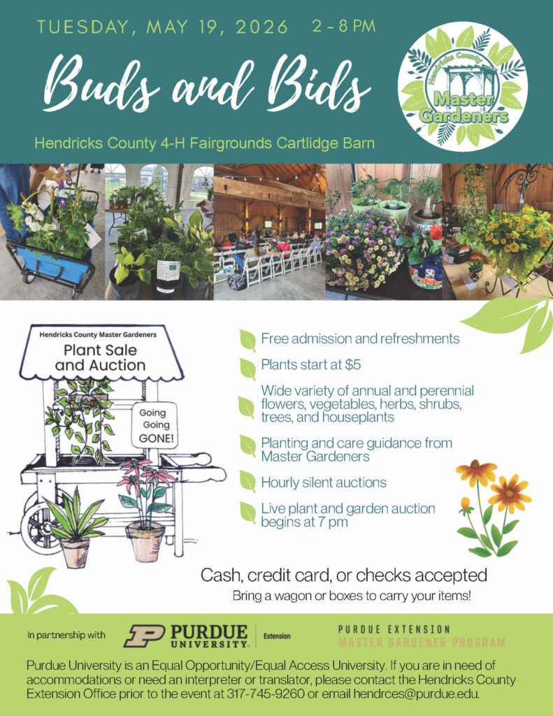 Flyer for the Hendricks County Master Gardeners Plant Sale and Auction